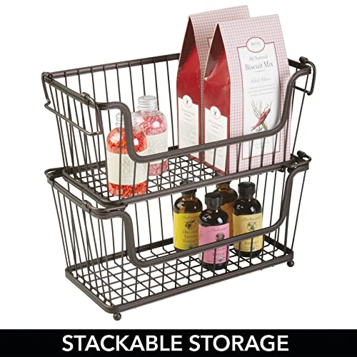 mDesign Modern Farmhouse Metal Wire Household Stackable Storage