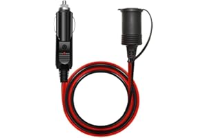 Digit.Tail 12ft/3.6m Car Cigarette Lighter Extension Cable, 15A 250V Fused, Male to Female Socket Plug Lead Cord for 12V 24V 
