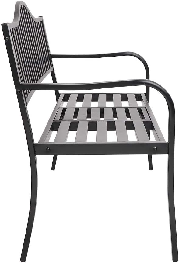 VINGLI 59" Patio Garden Bench Table Outdoor Metal Park Benches,Cast Iron Steel Frame Chair Porch Path Yard Lawn Decor Deck: Kitchen & Dining
