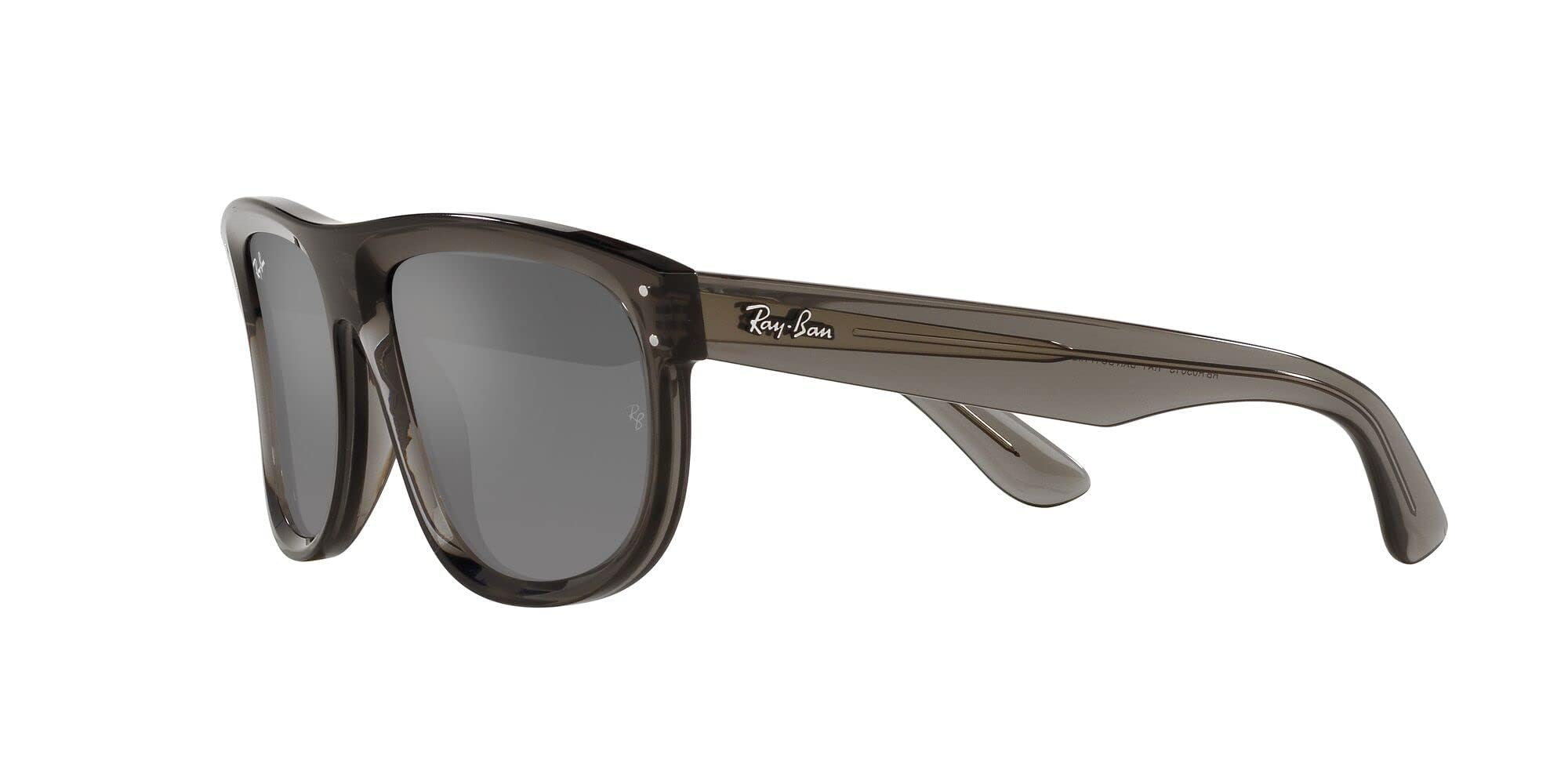 Ray-Ban RBR0501S Boyfriend Reverse Sunglasses, Transparent Dark Grey/Grey Mirrored Silver, 56 mm