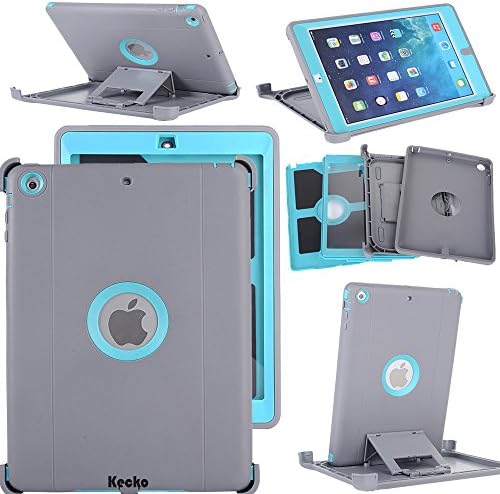 ipad 5 Rugged Rubber Case, ipad Air Camouflage Covers, KeckoHeavy Duty Defender Series Camo Xtra Impact Resistant Shockproof Kickstand Case w/ Built-in Screen Protector for ipad 5th Generation (G/LB)