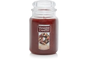 Yankee Candle Autumn Wreath Scented Classic 22oz Large Jar Single Wick Aromatherapy Candle Over 110 Hours of Burn Time Fall Fragrance Perfect for gifting