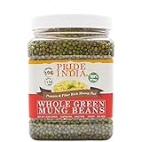 Pride Of India - Indian Whole Green Mung Gram - Protein & Fiber Rich Moong Whole, 1.5 Pound Jar