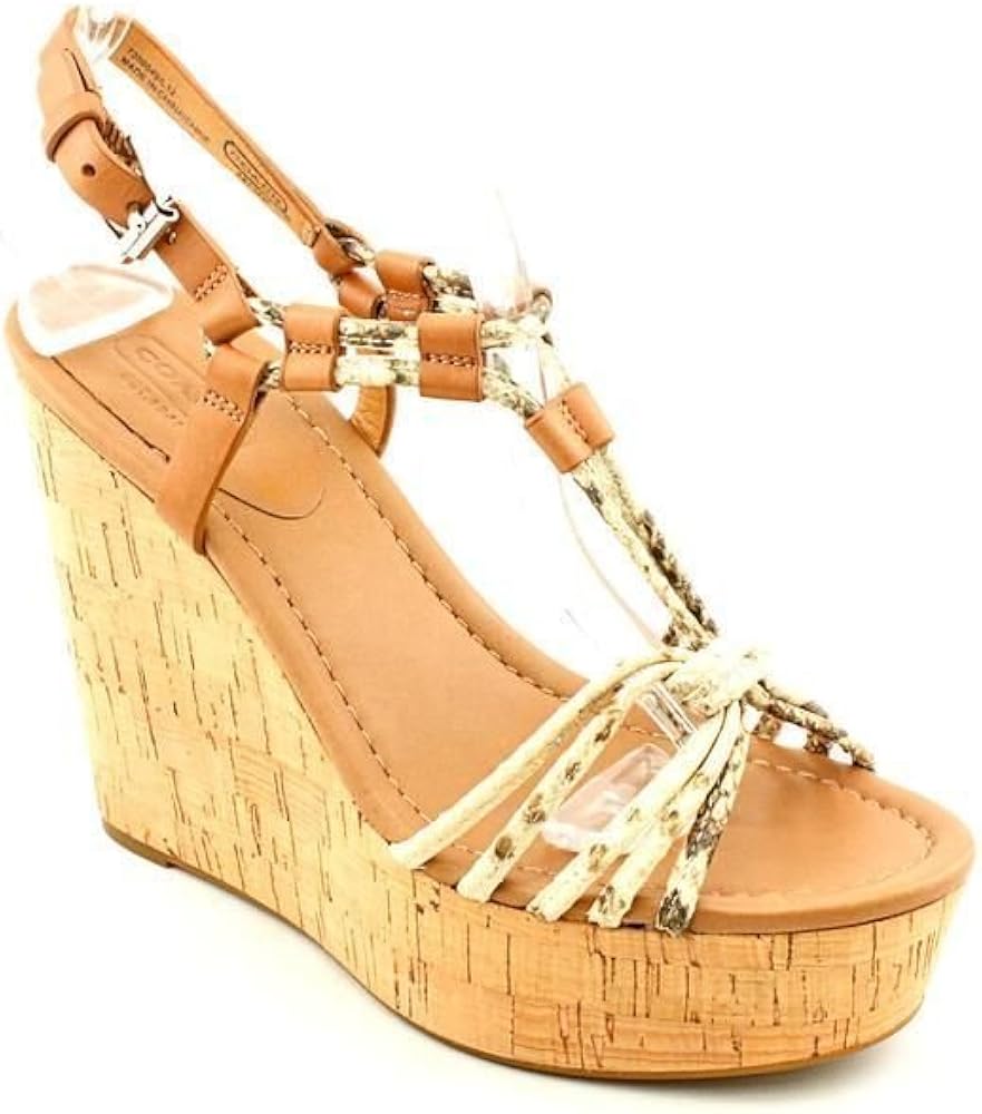 Amazon.com | COACH Women's Georgiana Print Wedge Sandals in Natural/Ginger Size 10 | Platforms 