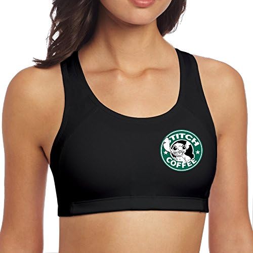 Duola Women's Cartoon Character Starstich Racerback Sport Bra Size M Black