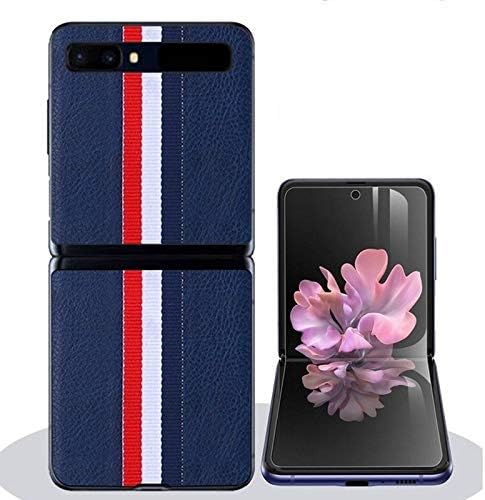 JINXIUS Phone Case, Business Fashion Design Genuine Leather Phone Back Affixed Protection for Galaxy Z Flip SM-F700F (Color : B, Material : for Galaxy Z Flip)