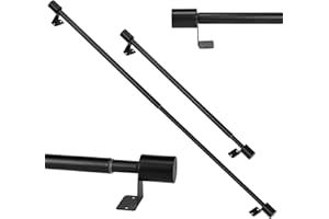 SUTINE 2 Pack Thin Curtain Rod 18 To 30 Inch, Adjustable Small Curtain Rod, Short Curtains Rods For Side Panels, Skinny Kitchen Window Curtains Rods For French Door Cafe Kitchen Sink Windows, Black