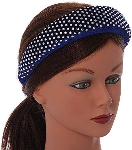 Retro Thicken Padded Velvet Diamante Wide Chunky Hair Band/HeadBand/Alice Band in Blue - Image 4