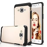 Galaxy Grand Prime Case, Samsung Galaxy Grand Prime Case, AnoKe [Shock Absorption Shockproof] Silicone Hard Rubber Hybrid Dual Layer Heavy Duty Defender Protective Cover For Samsung G5308(Armor Gold)