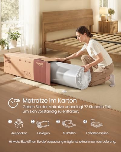 VASAGLE 140 x 200 cm Double Gel Memory Foam Mattress Medium Firm H3 7-Zone Support Breathable Removable Machine Washable Cover 20cm Thick Blue RMZ124QZ01