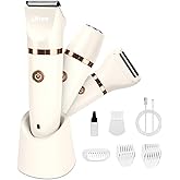 Ufree Bikini Trimmer Electric Razors for Women, Rechargeable Pubic Hair Trimmer Electric Shaver for Legs Body Hair, Bikini Shaver IPX7 Waterproof, White