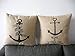 Onker 2 Pieces Decorative Cotton Linen Square Throw Pillow Case Cushion Cover Throw Pillow Shell Pillowcase Retro Anchor 18