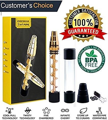 Golden Grinder Blunt Kit, Twisty Pipe Holder with Bottle Replacement Part and Cleaning Tools + 2.5 Inch 4 PTwisty Pipe Holder with Bottle Replacement Part and Cleaning Tools