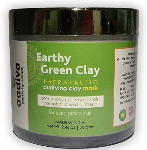 Aadiva Earthy Green Clay Mask with Rose Petals, Camphor & Turmeric - 70 gms