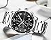 OLMECA Men's Watches Luxury Sports Casual Quartz Wristwatches Waterproof Chronograph Calendar Date Stainless Steel Band Black Color 666 (Silver Black)