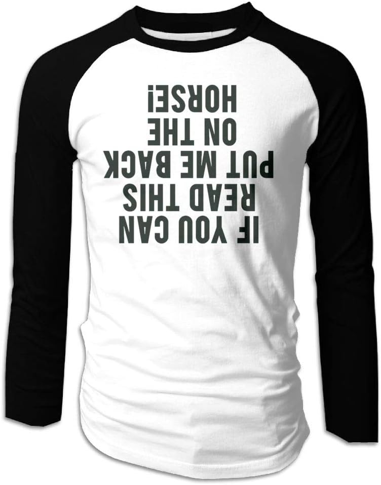 FLangeer Men Equestrian Funny Horse Fashion Travel Long Sleeve T Shirts Black