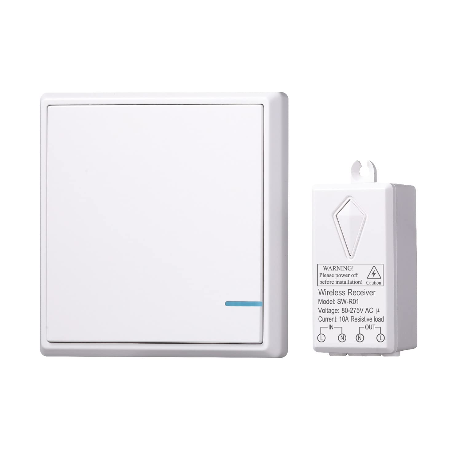 Mengshen Wireless Lights Switch Kit, 1 One-Gang Switch + 1 Receiver, No Wiring Required, Easy to Install — image 1