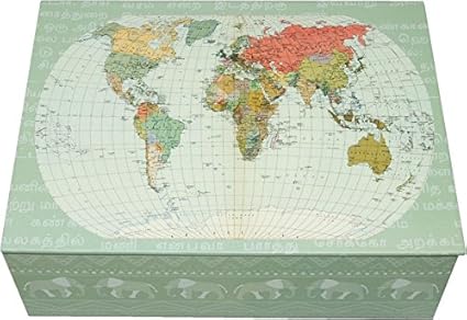 Creibo CBOX005 - Caja Cartón Decorada Mapa Mundo: Amazon.es: Hogar