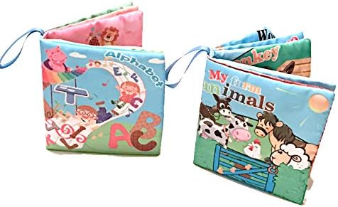 My First ABC AND Farm Animals Baby Book BUNDLE: Learn, Touch, Play with built in Squeak Ball