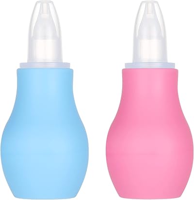 Firtink 2 Packs Baby Nasal Aspirator Pink Blue Safe PP Silicone Nasal Cleaner