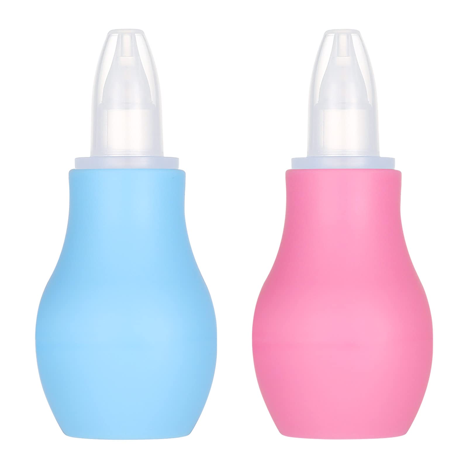 Firtink 2 Packs Baby Nasal Aspirator, Baby Nose Sucker Nose Cleaner Babys Nasal Cleaner Mucus Removal for Newborns(Pink+Blue)