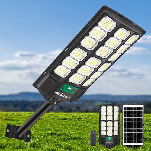 Solar Light Outdoor 24000LM -6500K motion sensor light, IP66 Waterproof Outdoor Flood Lights with Motion Sensor & Dusk to Dawn, led solar lights Easy Installation
