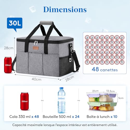 Lifewit Insulated Bag, Portable Isotherm Shopping Bag with 2/3 Front Pockets, Soft Insulated Cooler for Camping, Travel, Shopping, Picnic