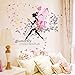 SWORNA Nature Series SN047 Flower Butterfly Girl Removable Vinyl DIY Wall Art Mural Decor Sticker Decal for Lady Kid Bedroom Living Room Playroom Kindergarten Classroom School Nursery Room 48