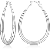 YOUNGYUE Gold Hoop Earrings for Women Hypoallergenic 14K Gold Plated Chunky Hoops Earrings Lightweight Oval Hoop Earring for Women 35/40/50mm