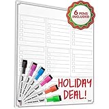 Magnetic Dry Erase Calendar for Refrigerator with Anti-Staining Surface. Weekly Whiteboard Organizer Stays Put On Your Fridge - Best for Smart Planners