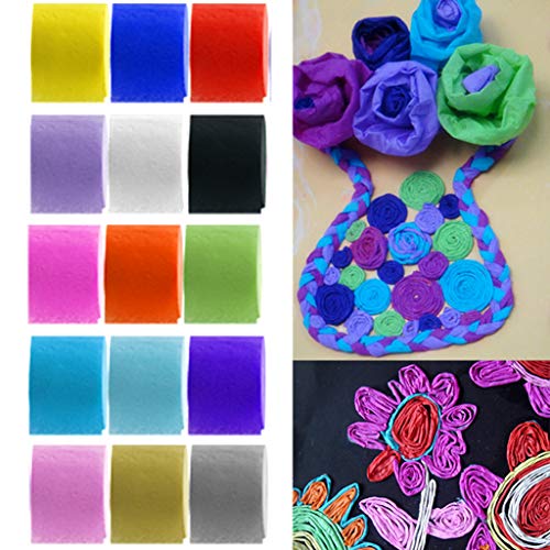 Yolyoo 15 Rolls 405 Yard Crepe Paper Streamers, Party Streamers Backdrop Decorations for Birthday, Wedding, Holiday Fiesta Party,1.8" W x 27 Yard/roll 15 Colors