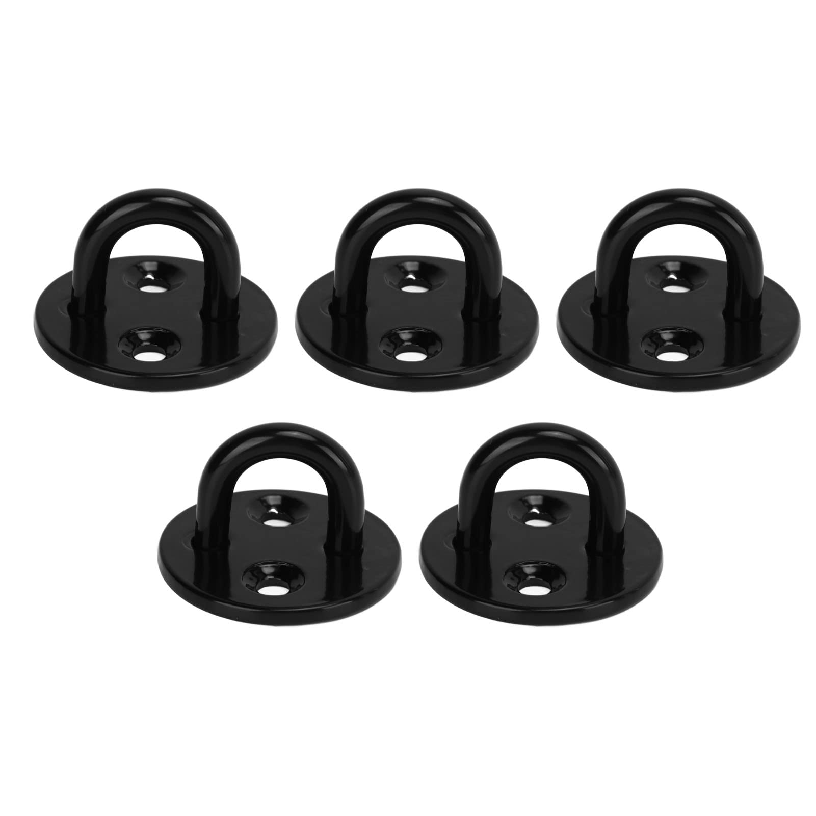 5 Pcs 304 Stainless Steel Pad Eye Plate Hook, Round Heavy Duty Fixed Pad Eye Plate, Thickened Black Wall Mount Ring Hooks, Ceiling Pad Eye Plate U Shaped Hook Ceiling Mount Hanger(5mm)