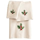Christmas Holly Leaves Towels- Set of 3