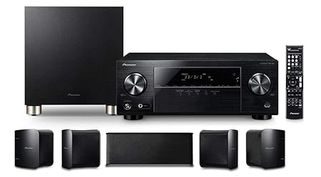 Pioneer HTP-074 Home Theater Package with 5.1-channel AV Receiver, 5 Speakers & 1 Subwoofer, Bluetooth,3D Ready, 4K Pass-through, HDCP 2.2, HDR, 4 HDMI IN, USB In, Dolby TrueHD & DTS-HD Master Audio