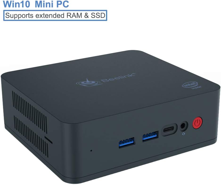 Beelink U55 Windows 10 Mini PC,Intel Core I3 5005U Processor Business Desktop Computer with Intel HD Graphics 5500/8GB RAM+256GB SSD/Dual HDMI/Dual WiFi/BT4.0/Fan (Supports Extended RAM & SSD)
