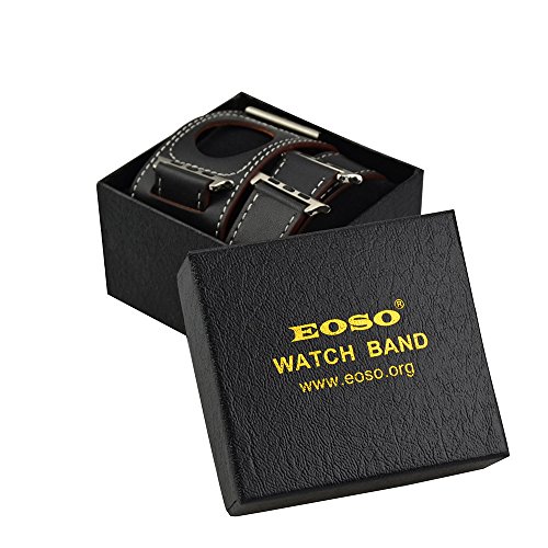 3 in 1 iWatch Leather Cuff Band,Eoso [Bracelet/Single/Double] Leather Loop Band for Apple Watch,Sport,Edition Models((5 Pieces of Bands Included for 3 styles,38mm Black) - Thumbnail 6