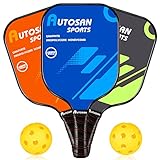 Autosan Pickleball Paddle Graphite Pickleball Racket Set Includes Carry Bag & eBook | Pickleball Racquet Lightweight and WideBody | USAPA Approved | Carbon Fiber Pickleball Paddle | PP Honeycomb Core