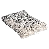 DII Rustic Farmhouse Cotton Diamond Blanket Throw with Fringe For Chair, Couch, Picnic, Camping, Beach, & Everyday Use , 50 x 60