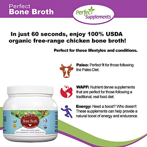 Perfect Organic Chicken Bone Broth Powder Free Range Low Sodium