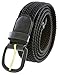 CTM Men's Elastic Braided Belt with Covered Buckle, Black, Large