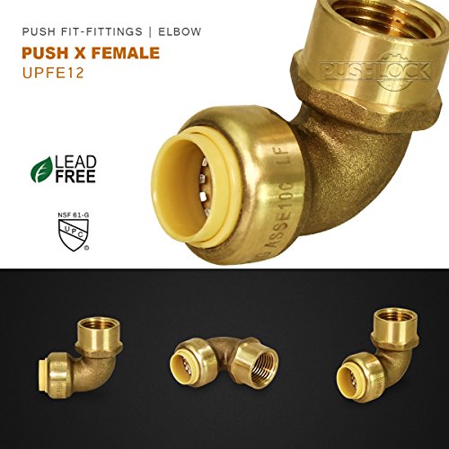 image for Everflow Supplies Pushlock UPFE12 1/2 Inch Long Push x Female Elbow fo