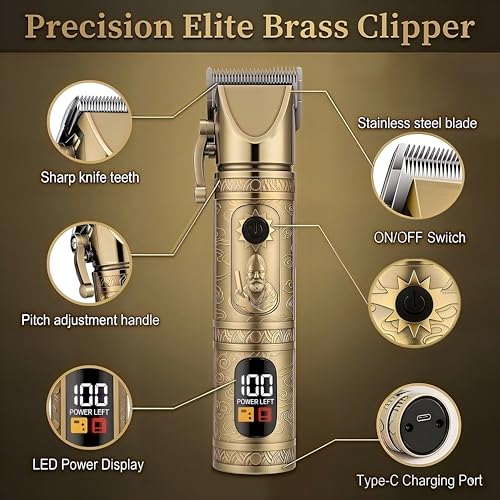 Hair Clippers for Men Professional, T-Blade Trimmer, Nose Hair Trimmer, Electric Foil Shaver Barber Clippers Metal Hair Clippers Cutting Grooming Kit with Long Battery Life for Family Barber Use