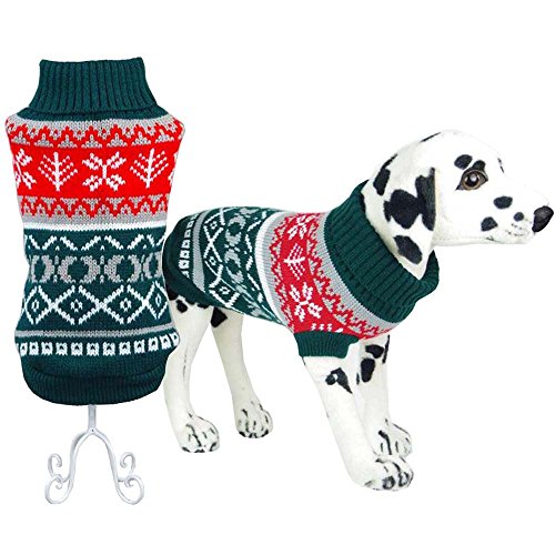 Bolbove Pet Trees & Leaves Turtleneck Sweater for Small Dogs & Cats Knitwear