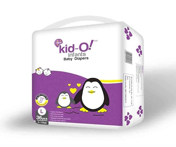 Kido Baby Diapers Large Size Combo of 2 (36 * 2=72 Count)