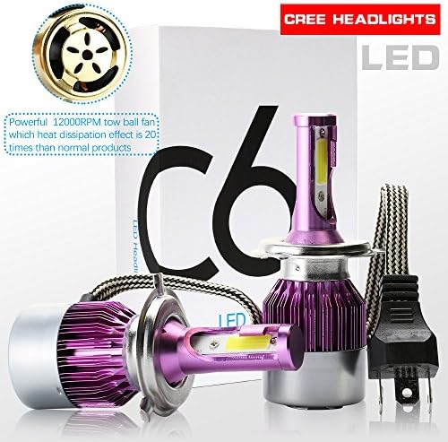 RCJ LED Headlight Bulbs H4 9003 HB2 9600LM 120W Hi/Lo Dual Beam Conversion Kit 6000K Cool White COB Chips Super Bright Car Light Replacement Plug & Play Z - 3 Year Warranty