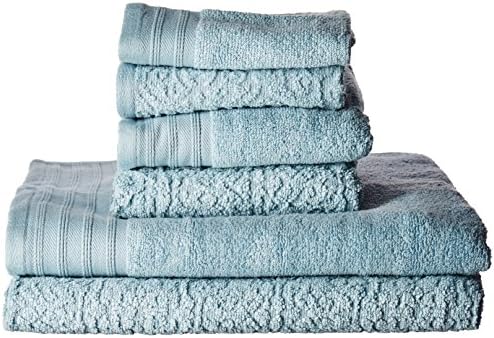 Kaufman - Zero Twist Jacquard Bath Towel Set. 2 Bath, 2 Hand & 2 Wash Towels- Sterling Blue