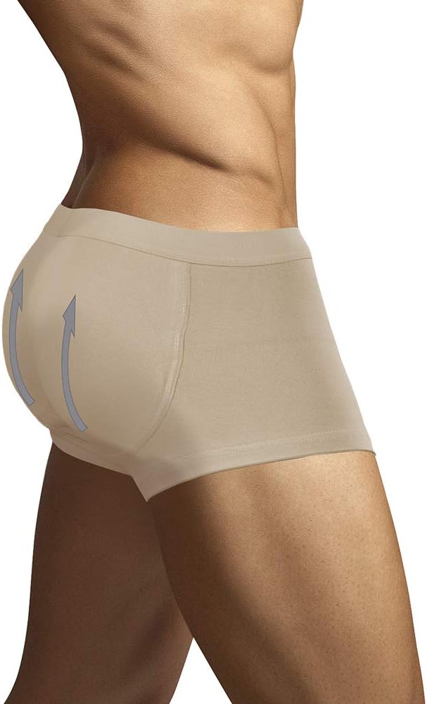 ARIUS Men's Boxer Padded Underwear (Beige) - Boxer Underpants with Back Filling to Increase The Volume and Size of Glutes - Men’s Padded Buttocks - Men's Shapewear - Men's Butt-Enhancing Padded Trunk
