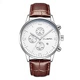 Yunanwa Mens Analog Quartz Watches Date Casual Classic Business Water Resistant Leather Wrist Band Watch