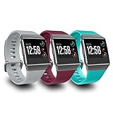 AIUNIT Compatible Fitbit Ionic Bands for Men Women Teens Kids Large with Smoke Gray Buckle, Replacement Strap Sport Accessory Wristband for Fitbit Ionic Smart Watch Gray Fuchsia Teal