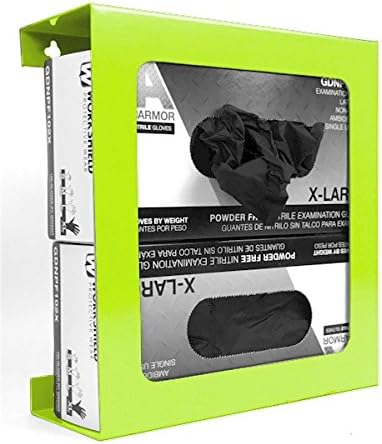 VICS Wall Mount Double Nitrile Glove Box Holder. 18 Gauge Steel, Fl. Yellow